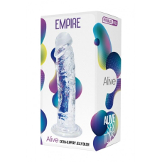 Прозорий фалоімітатор Alive Jelly Dildo Empire, TPE, з присоскою, довжина 19.3 см, діам. 4.3 см