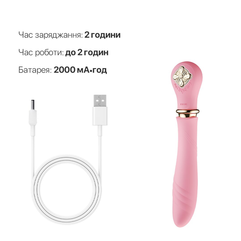 Пульсатор с подогревом до 42°C и турбо режимом – Zalo Sweet Magic Desire Fairy Pink – 6 мощных пульсаций