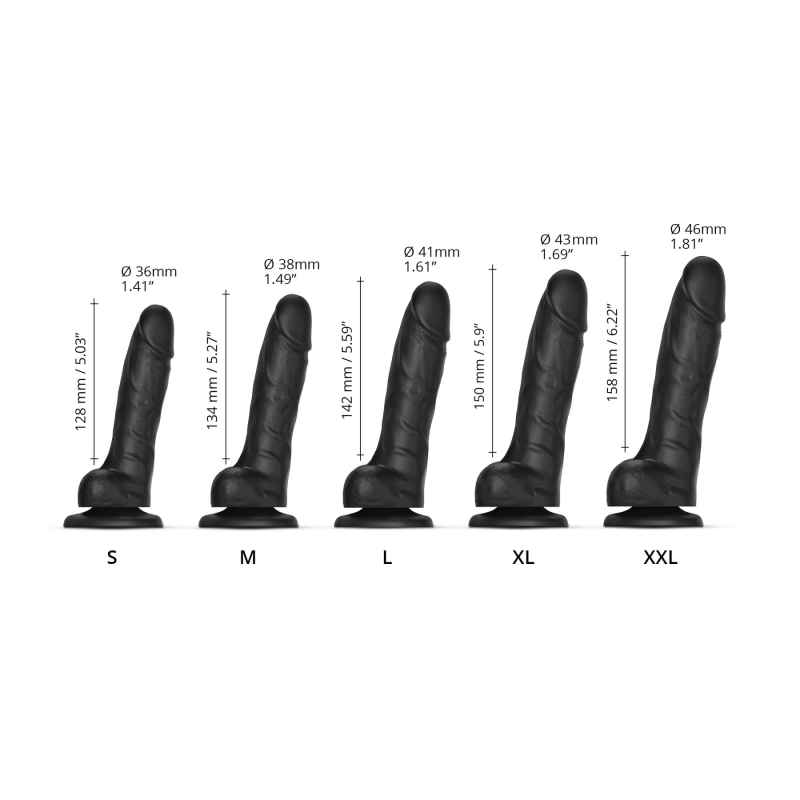 Реалістичний фалоімітатор Strap-On-Me Sliding Skin Realistic Dildo Black S, ефект рухливої шкіри, довжина 17 см