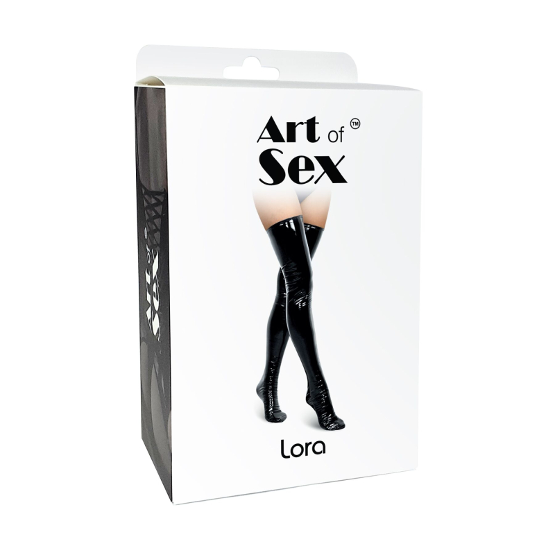 Сексуальні вінілові панчохи Art of Sex – Lora, розмір L, колір чорний