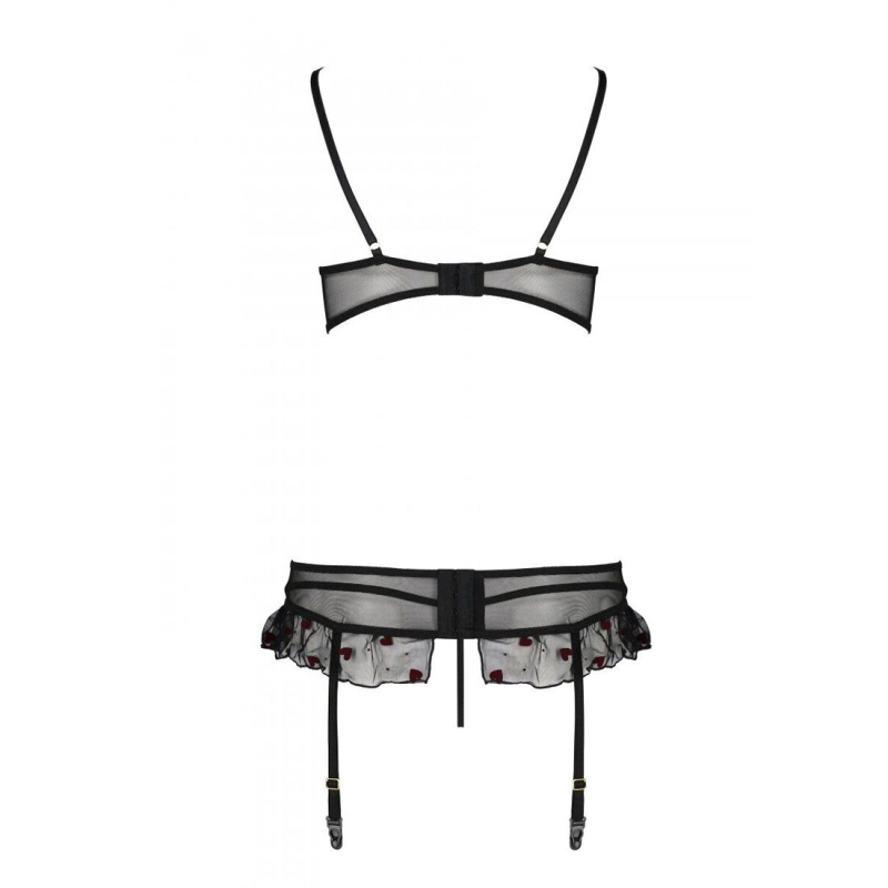 Сексуальний комплект з поясом для панчіх Passion LOVELIA SET 2XL/3XL, чорний колір