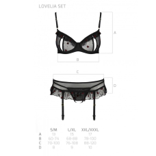 Сексуальний комплект з поясом для панчіх Passion LOVELIA SET 2XL/3XL, чорний колір