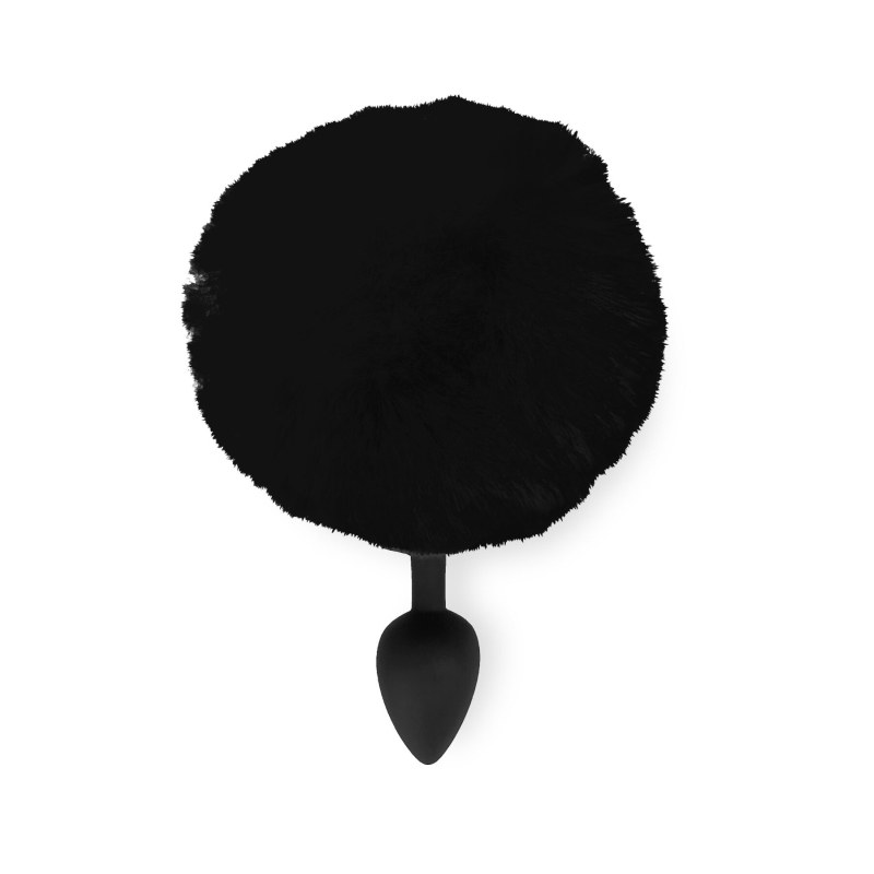 Силиконовая анальная пробка М Art of Sex - Silicone Bunny Tails Butt plug Black, диаметр 3.5 см