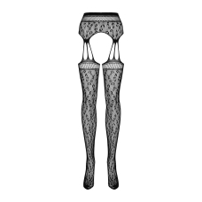 Сітчасті панчохи–стокінги під леопард Obsessive Garter stockings S817 S/M/L, імітація гартерів, з до