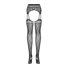 Сітчасті панчохи–стокінги під леопард Obsessive Garter stockings S817 S/M/L, імітація гартерів, з до