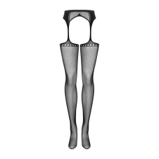 Сітчасті панчохи–стокінги зі стрілкою Obsessive Garter stockings S314 S/M/L, чорні, імітація гартері