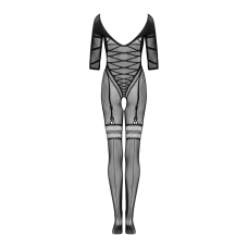 Сітчастий бодістокінг з імітацією підв’язок Obsessive Bodystocking G329 XL/XXL, чорний колір, з доступом