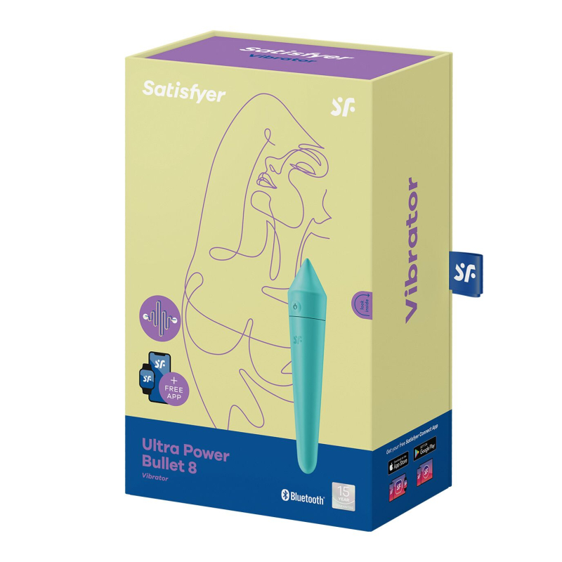 Смарт Міні вібратор (вібропуля) – Satisfyer Ultra Power Bullet 8 Turquoise – 5 режимів інтенсивності, 7 ритм.малюнків