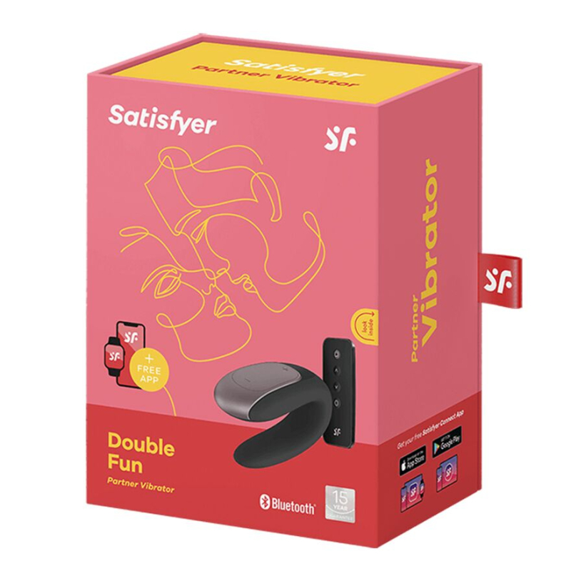 Смарт-вібратор для пар – Satisfyer Double Fun Black – керується через застосунок в телефоні + пультом управління