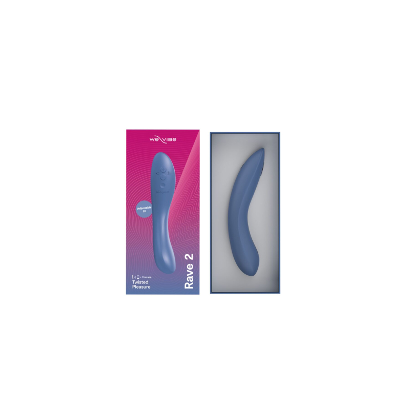 Смарт-вібратор для точки G – We-Vibe Rave 2 Twisted Pleasure Blue – дистанційне керування на відстані з телефона