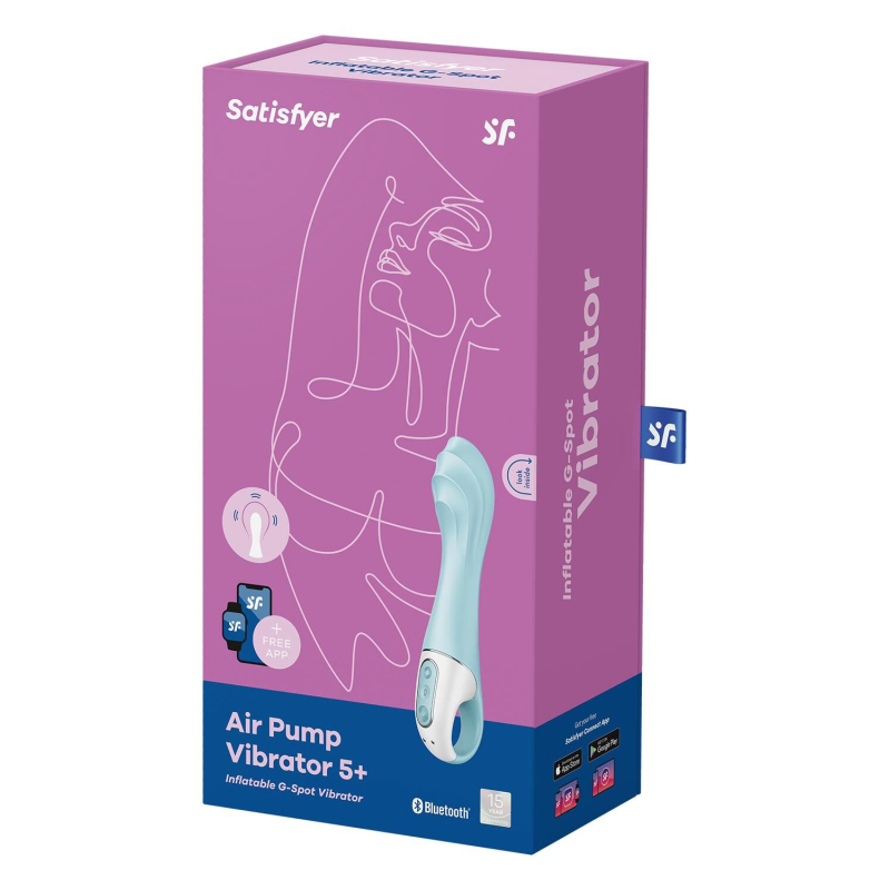 Смарт вибратор с надувной головкой – Satisfyer Air Pump Vibrator 5+ – дистанционное App-управление