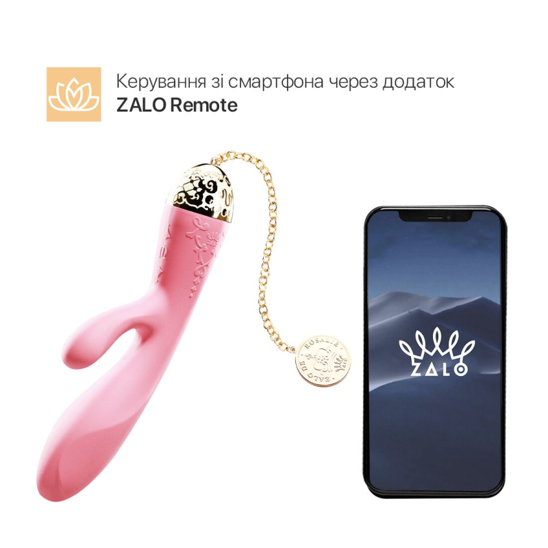 Смарт вібратор-кролик – Zalo Rosalie Rouge Pink – дистанційне керування з телефона, золоте покриття 24К