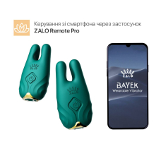 Смарт-вібратор – Zalo Nave Turquoise Green – пульт керування + управління з телефона, 2 комплекти насадок