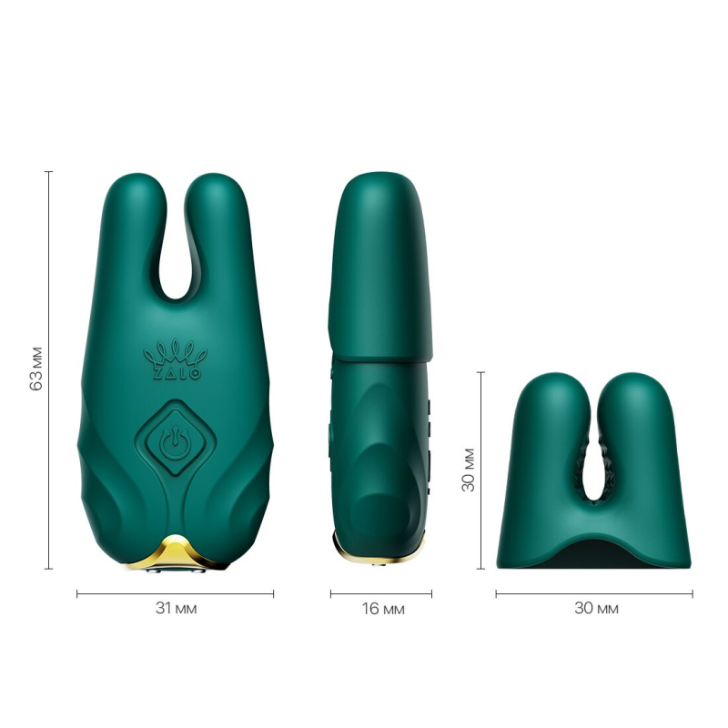 Смарт-вібратор – Zalo Nave Turquoise Green – пульт керування + управління з телефона, 2 комплекти насадок