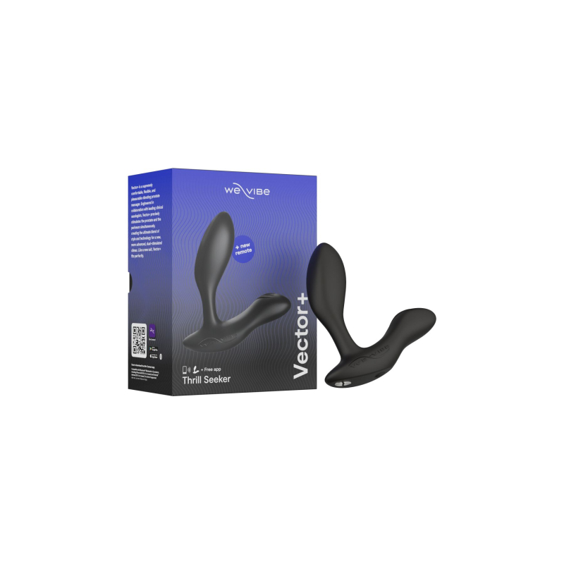 Смарт-вибромассажер простаты We-Vibe Vector+ CHARCOAL BLACK, пульт ДК, регулируемый угол наклона