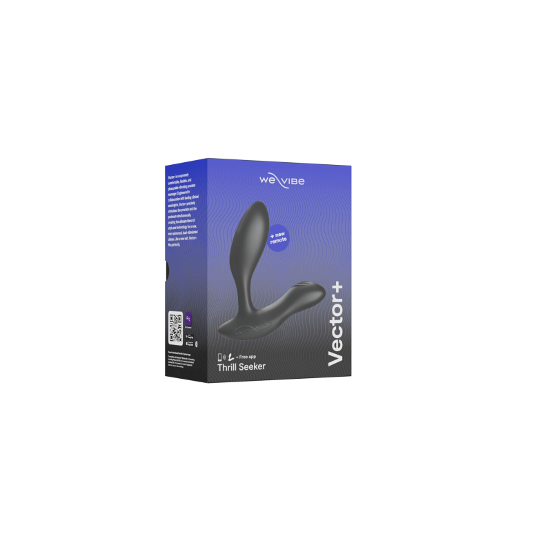 Смарт-вибромассажер простаты We-Vibe Vector+ CHARCOAL BLACK, пульт ДК, регулируемый угол наклона