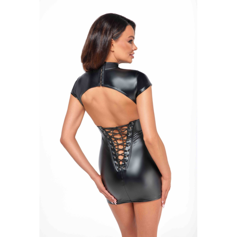 Сукня Noir Handmade F309 Fantasy wetlook mini dress with lace up back – S
