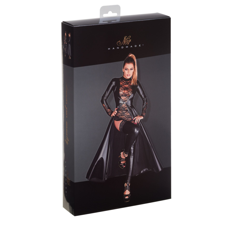 Сукня–плащ з мокрим ефектом Noir Handmade F128C Powerwetlook gown coat, M