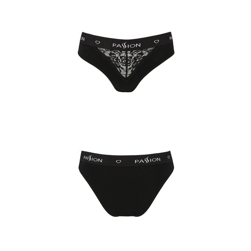 Трусики з широкою гумкою і мереживом Passion PS001 PANTIES L, чорний колір