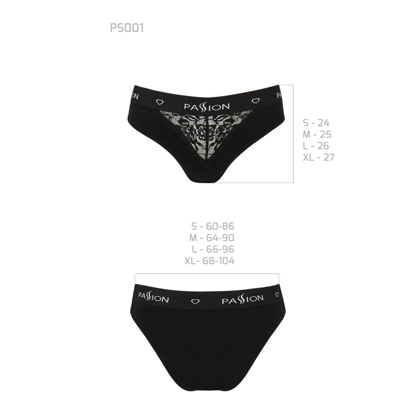 Трусики з широкою гумкою і мереживом Passion PS001 PANTIES L, чорний колір