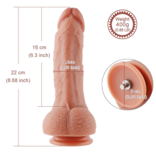 Реалістичний фалоімітатор для секс-машин Hismith 2-layers Silicone Flesh Dildo, 2-шаровий, довж. 22 см