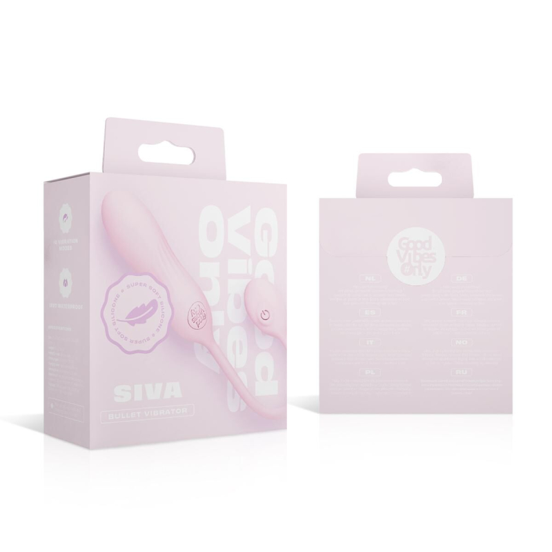 Вагинальное виброяйцо с рифленой поверхностью Good Vibes Only SIVA Bullet Vibrator Soft Silicone, розового цвета