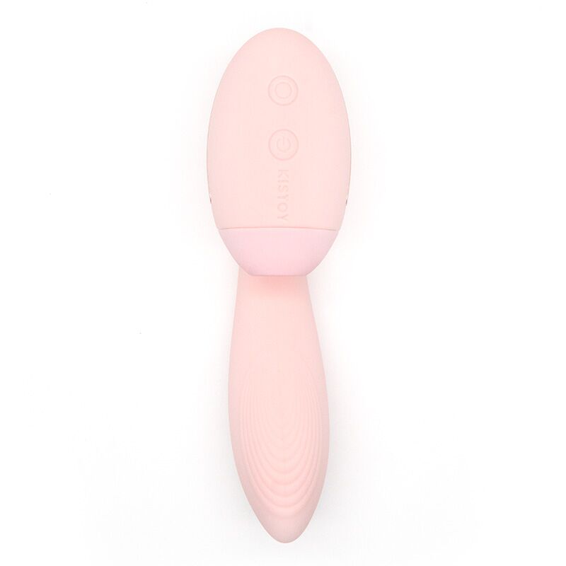 Вагинально-клиторальный вибратор – KISTOY Tina Mini Light Pink – 3 режима вакуума, 10 режимов вибраций