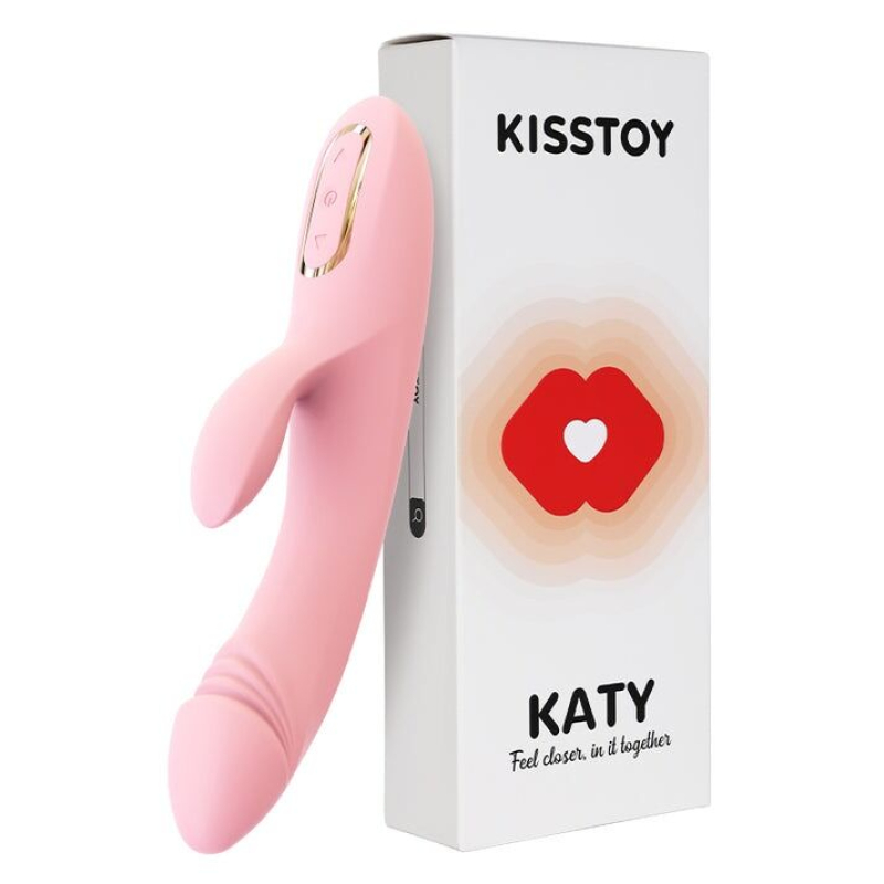 Вибратор-кролик с подогревом – KISSTOY Katy – 9 режимов вибрации ствола и 3 уровня вибрации отростка, гибкий ствол
