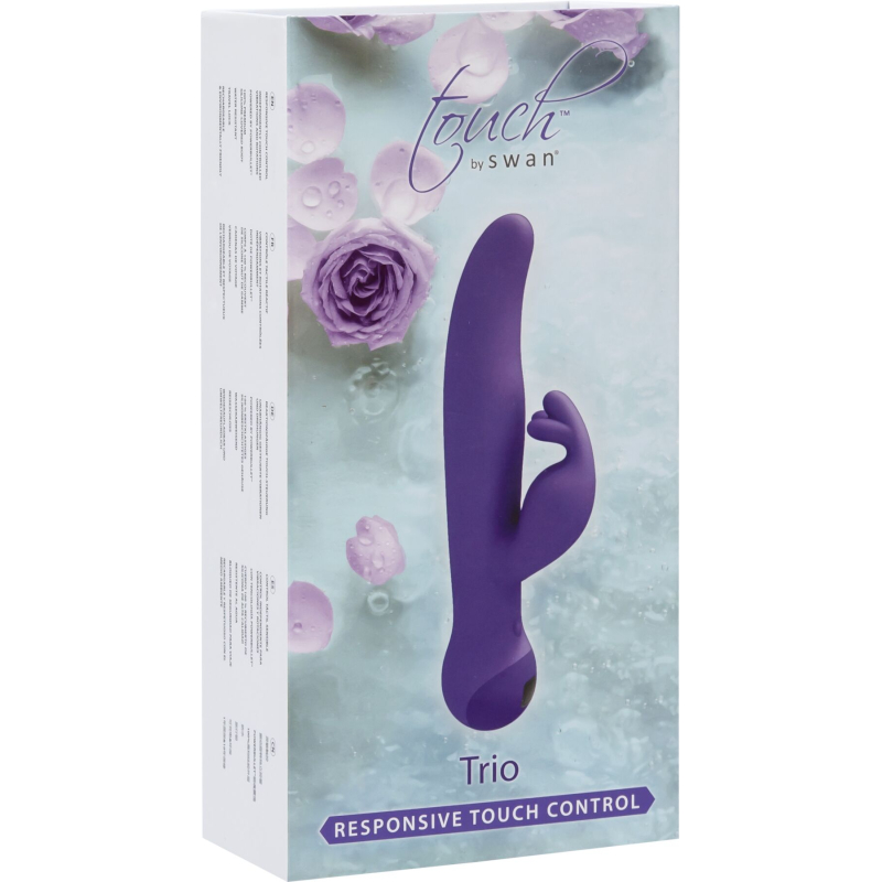 Вібратор-кролик з сенсорним керуванням та обертальним стовбуром – Touch by SWAN Trio Purple – 3 пелюстки відростка