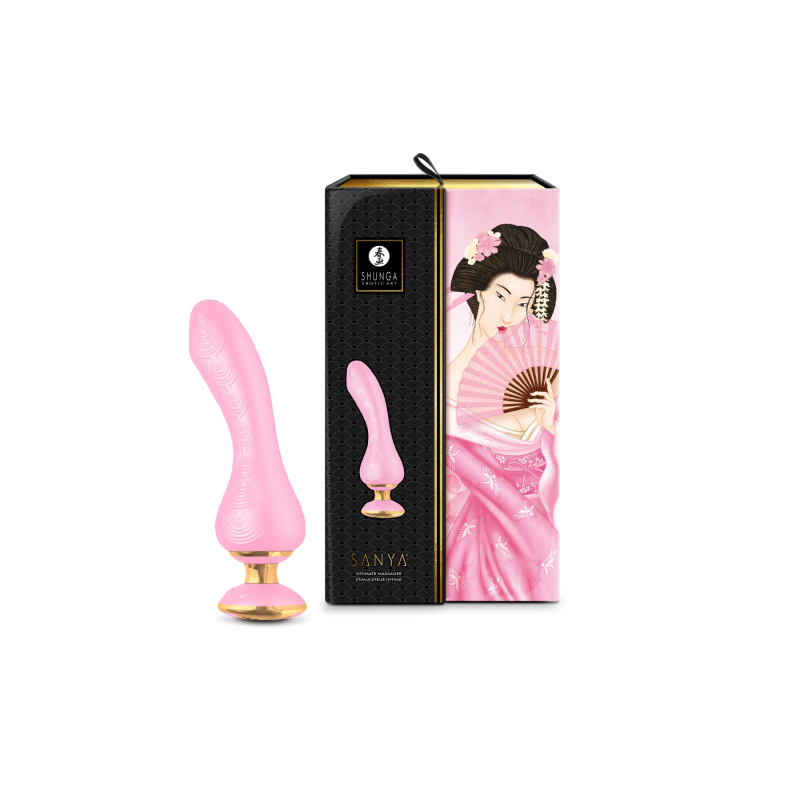 Вібратор точки G з гнучким текстурованим стовбуром – Shunga Sanya Light Pink – 10 режимів + 5 інтенсивності