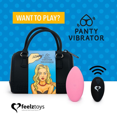 Вибратор в трусики – FeelzToys Panty Vibrator Pink – пульт, 6 режимов, сумочка