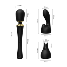 Вібромасажер "мікрофон" – Zalo Kyro Wand Obsidian Black – насадки для пестощів точки G та ерогенних зон