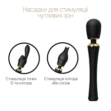 Вібромасажер "мікрофон" – Zalo Kyro Wand Obsidian Black – насадки для пестощів точки G та ерогенних зон