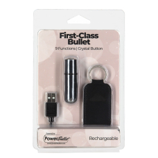 Вібропуля з чохлом-брелоком – PowerBullet First-Class Bullet Silver – 9 режимів вібрації, функція замка