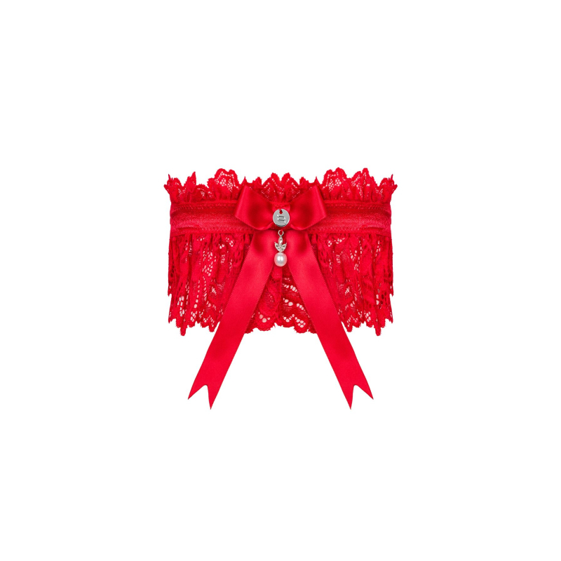 Ажурная подвязка Obsessive Amor Cherris garter, красная