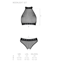 Білизна з відкритим доступом Passion MOONLIGHT SET 2XL/3XL Чорний, топ, стрінги