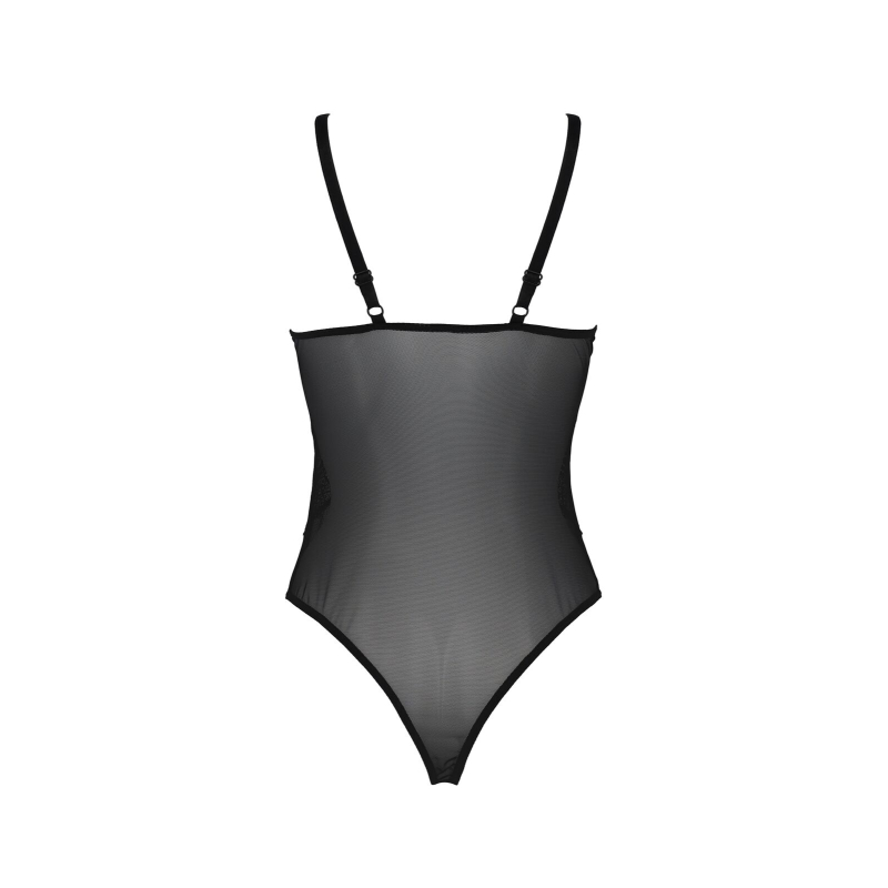 Боді Passion KERRIA BODY Чорний, S/M, з високими вирізами та верхом балконет