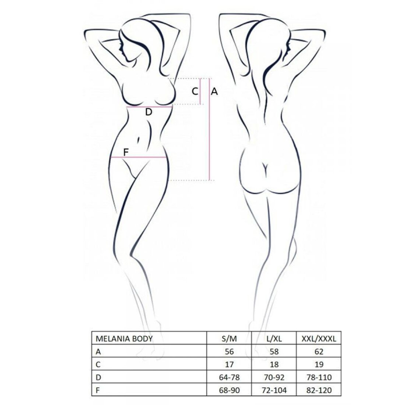 Боді Passion MELANIA BODY S/M, чорний колір