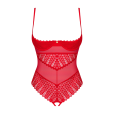 Боді з доступом Obsessive Ingridia crotchless teddy XS/S, червоне, відкриті груди