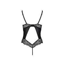 Боді з еко–шкіри та мережива Passion LOONA BODY 2XL/3XL, чорний колір