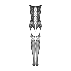 Бодістокінг Obsessive Bodystocking F236 S/M/L, глибоке декольте, імітація шнурівки