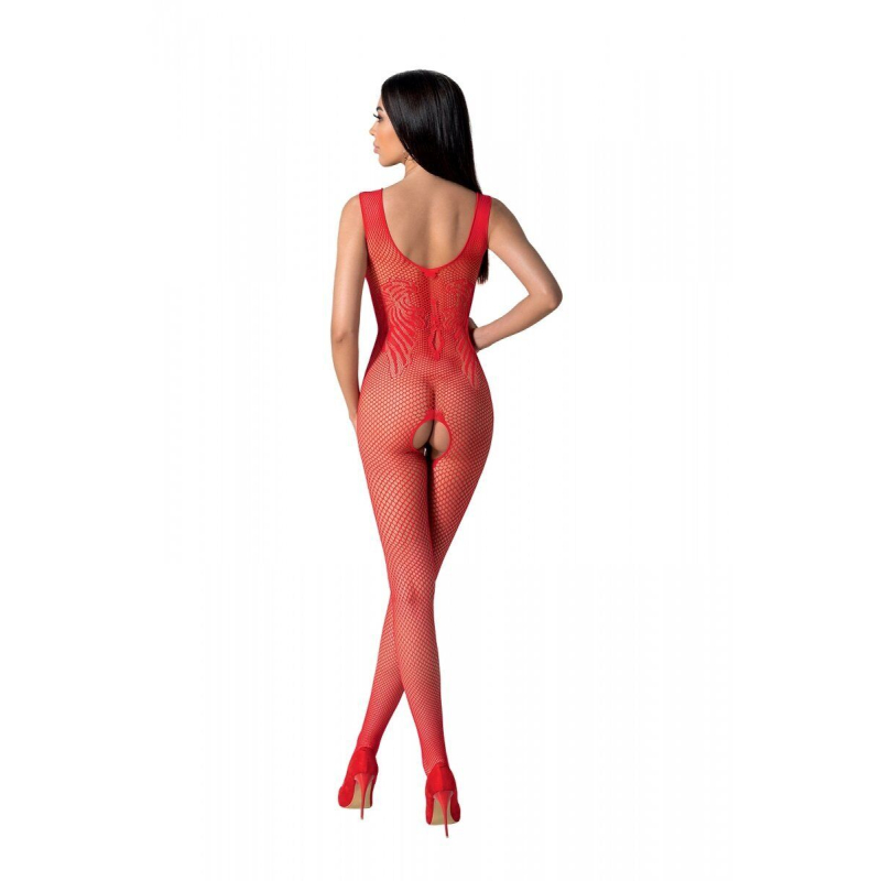 Бодістокінг з крилами Passion BS098 One Size, червоний, середня сітка, відкритий доступ