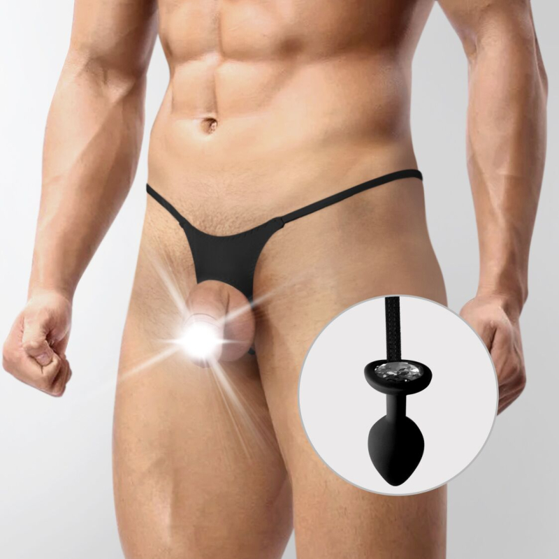Чоловічі труси XS–2XL із силіконовою анальною пробкою Art of Sex – Joni plug panties size L Чорний колір