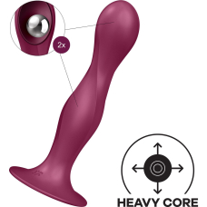 Дилдо Satisfyer Double Ball-R Red, унісекс, рухомі кульки всередині, на присосці, довжина 18 см