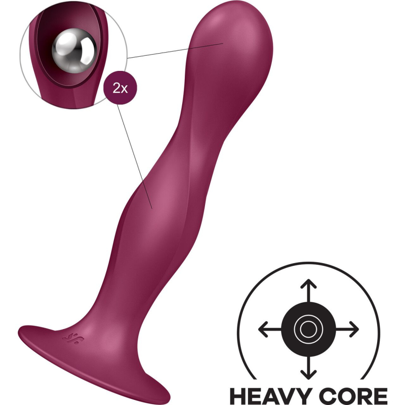 Фаллоимитатор Satisfyer Double Ball-R Red, унисекс, с подвижными шариками внутри, на присоске, длина 18 см