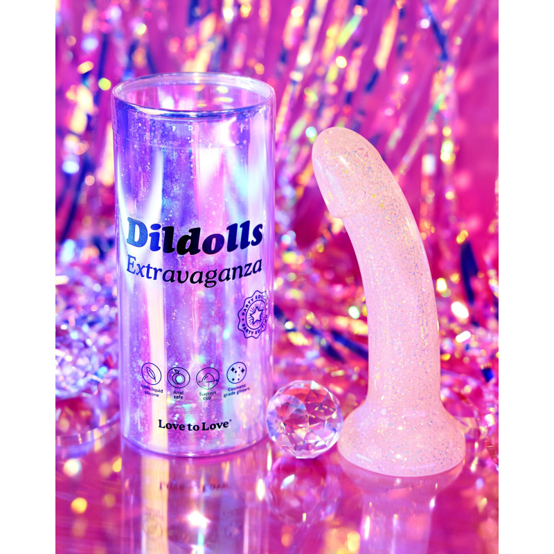 Фаллоимитатор с блестками Love To Love DILDOLLS EXTRAVAGANZA на присоске, длина 14 см