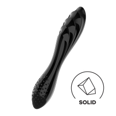 Двосторонній скляний дилдо Satisfyer Dazzling Crystal 1 Black, дуже міцний, без стопера, довжина 18.4 см