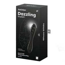 Двосторонній скляний дилдо Satisfyer Dazzling Crystal 1 Black, дуже міцний, без стопера, довжина 18.4 см