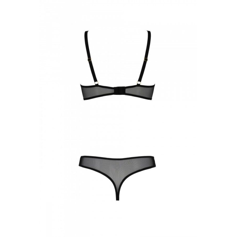 Еротичне боді Passion MARINA BODY, L/XL, кремовий, з відкритими чашками