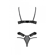 Еротичний комплект Passion DOLLY SET, L/XL, чорний колір, з відкритими чашками